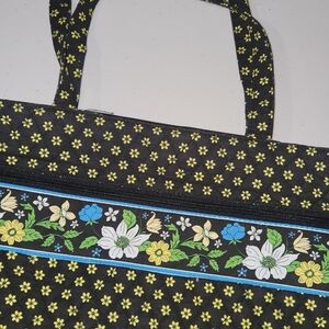 Floral Black and Yellow Women's Bag